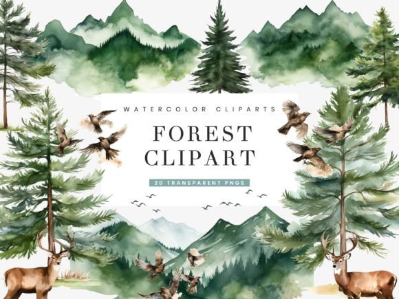 Download Watercolor Forest Clipart Bundle - Bundle Collection