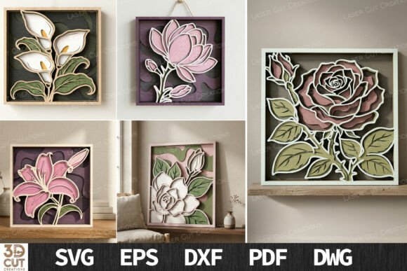 Download Layered Floral Wall Art SVG Bundle - Bundle Collection