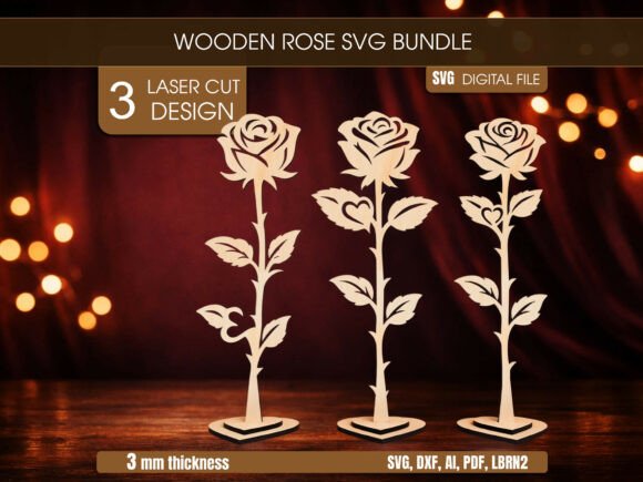 Download Wooden Rose SVG Bundle | 3 Laser Cut Des - Bundle Collection