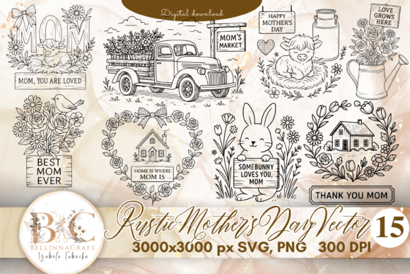 Download Rustic Mother's Day Vector Bundle SVG - Bundle Collection