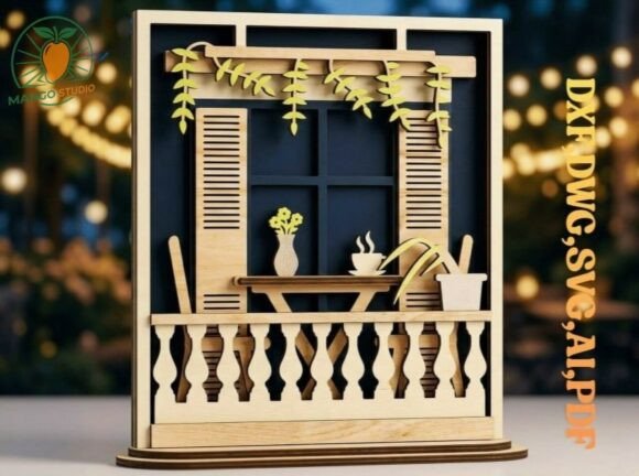 Download 3D Layered Balcony Window Shadow Box - Premium Resources
