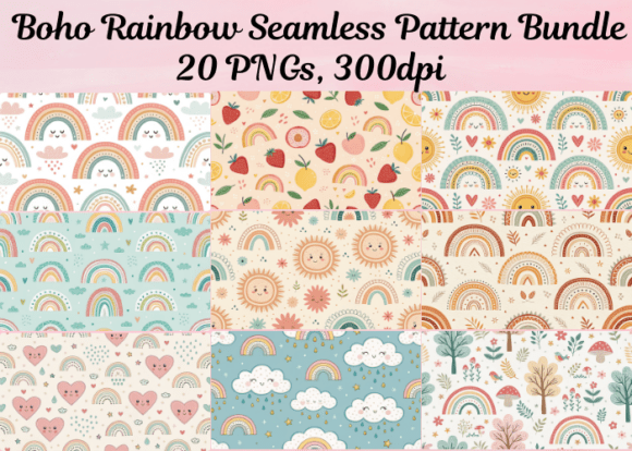 Download Boho Rainbow Seamless Pattern Bundle - Bundle Collection