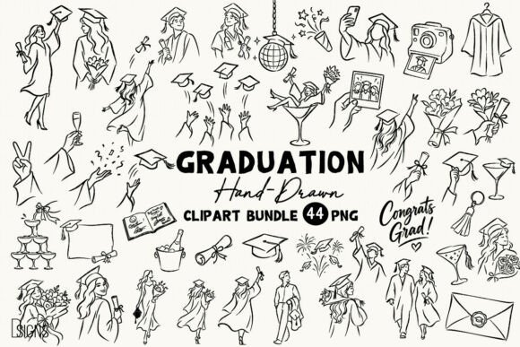 Download Graduation Hand-Drawn Clipart Bundle PNG - Bundle Collection