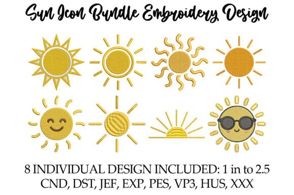 Download Sun Icon Bundle Embroidery Design - Bundle Collection