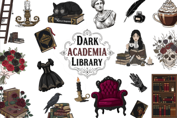 Download Dark Academia Clipart Bundle, Gothic - Bundle Collection