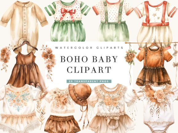Download Watercolor Boho Baby Clipart Bundle - Bundle Collection