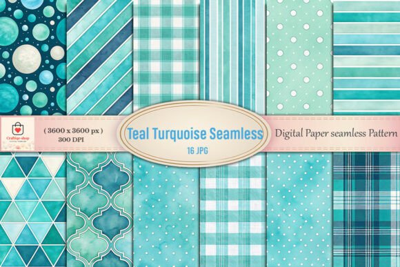 Download Teal Turquoise Digital Paper Bundle - Bundle Collection