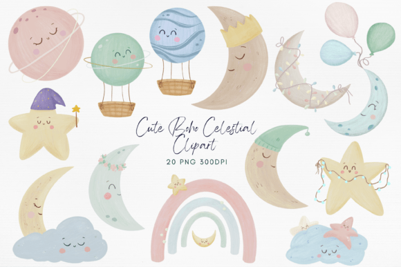 Download Cute Boho Celestial PNG Bundle - Bundle Collection
