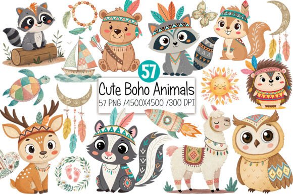 Download Boho Baby Clipart Bundle Boho Animals - Bundle Collection