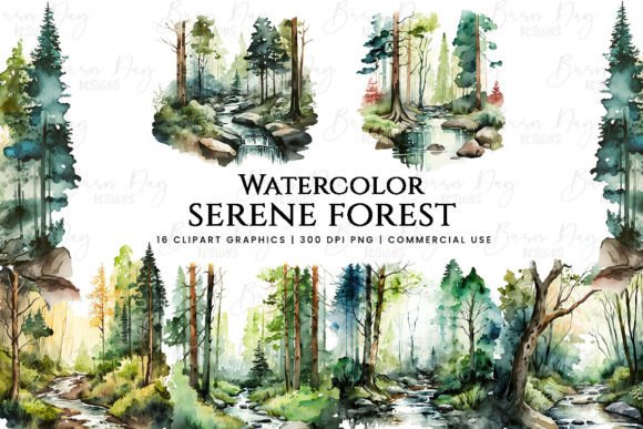 Download Watercolor Serene Forest Clipart Bundle - Bundle Collection